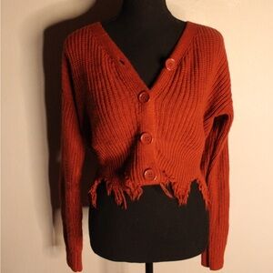 Women's Rust Sweater with Button Detail